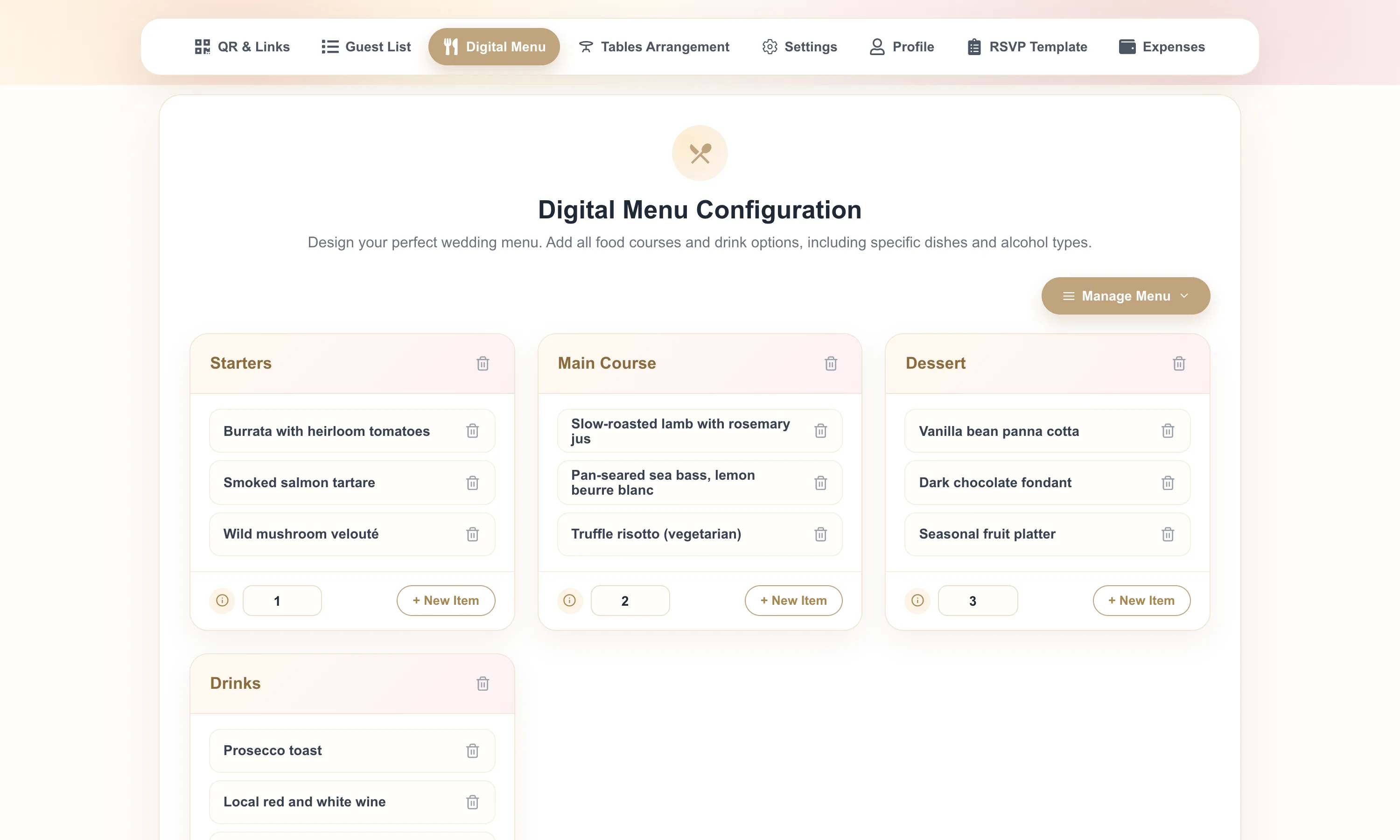 Digital Menu Builder