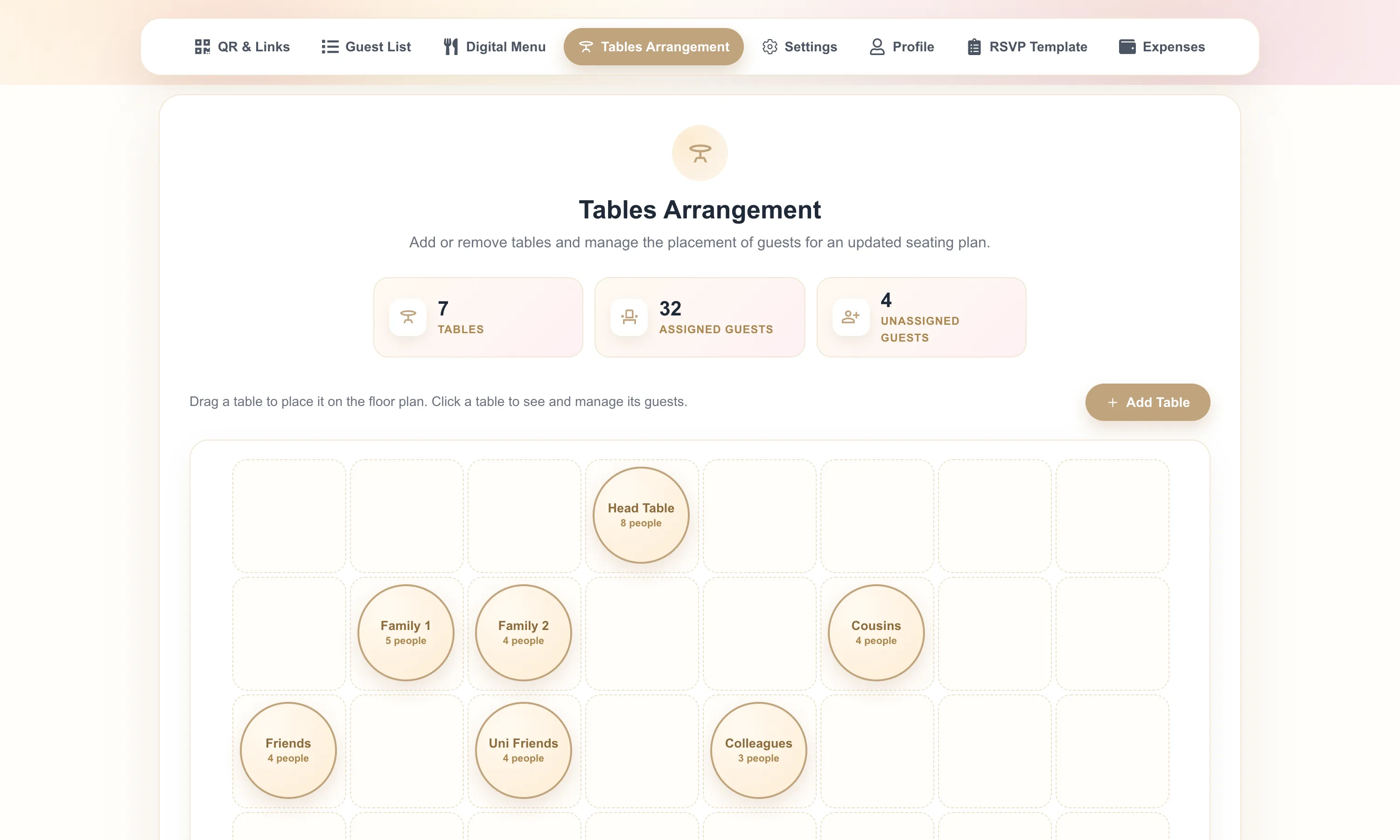 Tables Arrangement